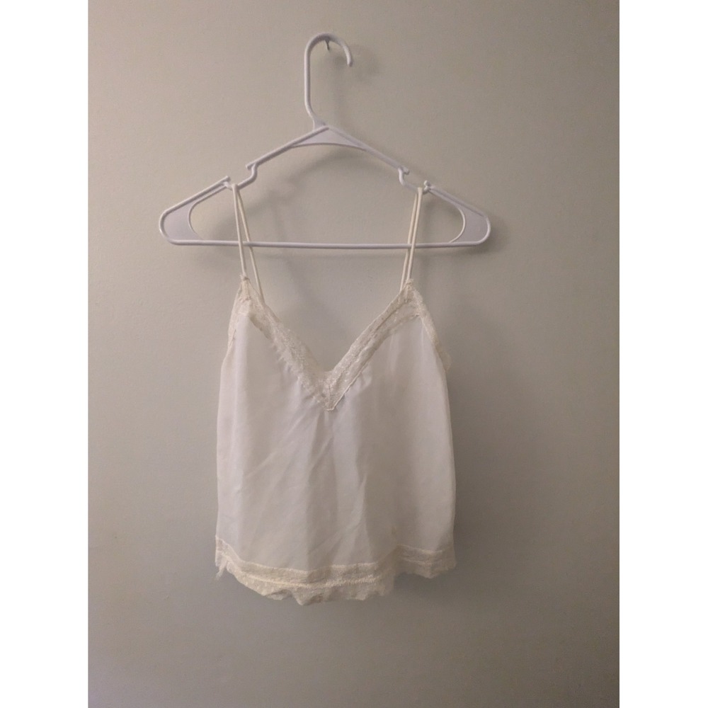 VTG Christian Dior Lingerie Lace White Sheer Cream Camisole Nylon Women's SM